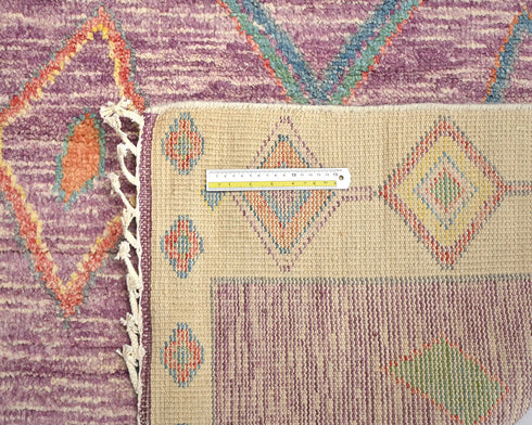 13 Feet Moroccan Purple Hand Woven Wool Runner Rug